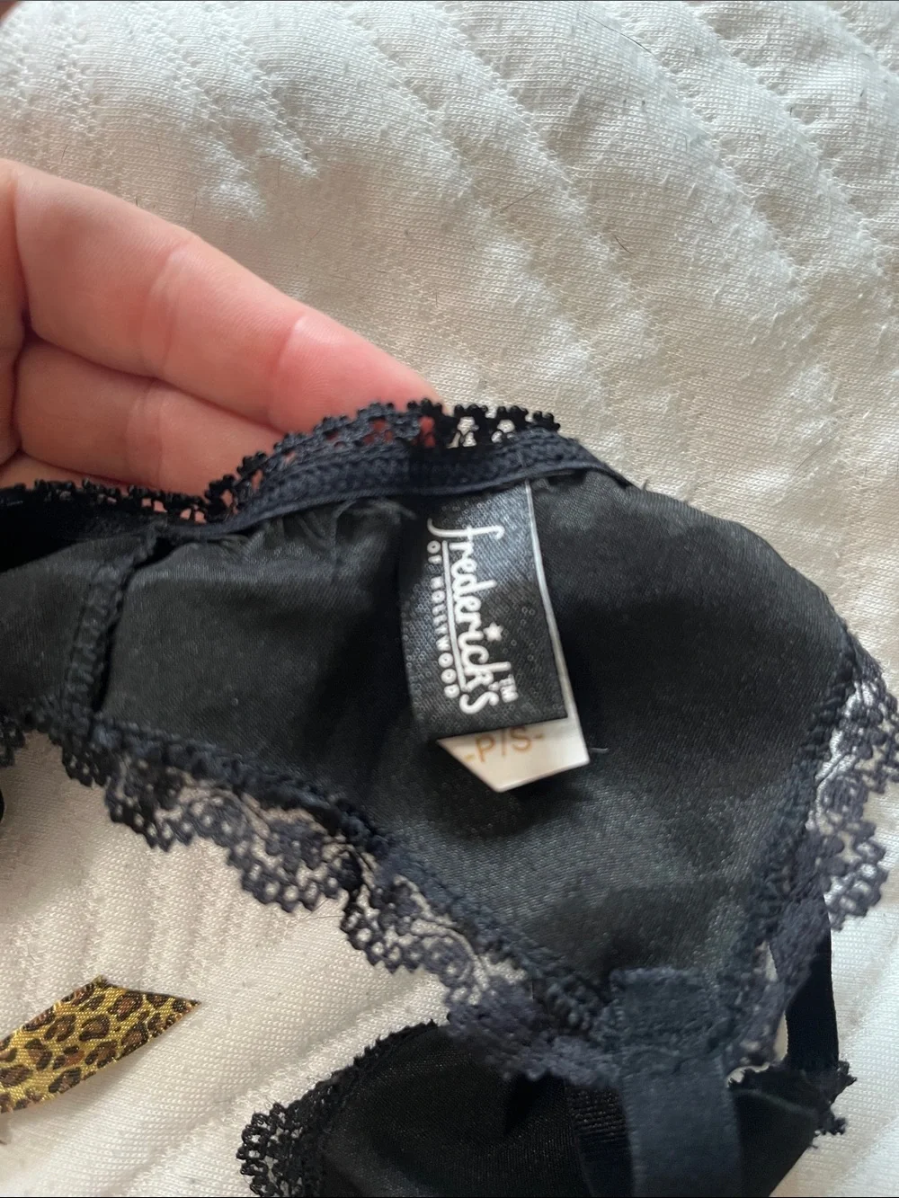 Frederick's of Hollywood Black Garter Belt with Leopard Accents